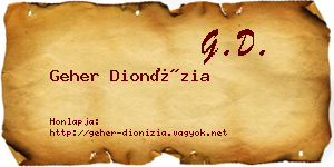 Geher Dionízia névjegykártya